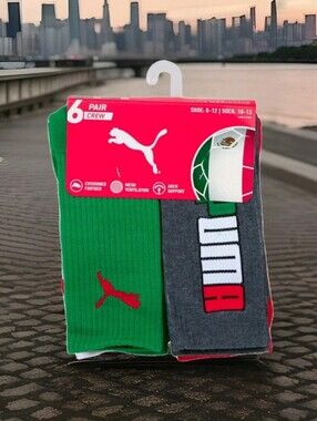 PUMA: MEN'S: (6) PACK: MEXICO: CREW SOCKS: SOCCER: SIZE: 10-12: BRAND NEW